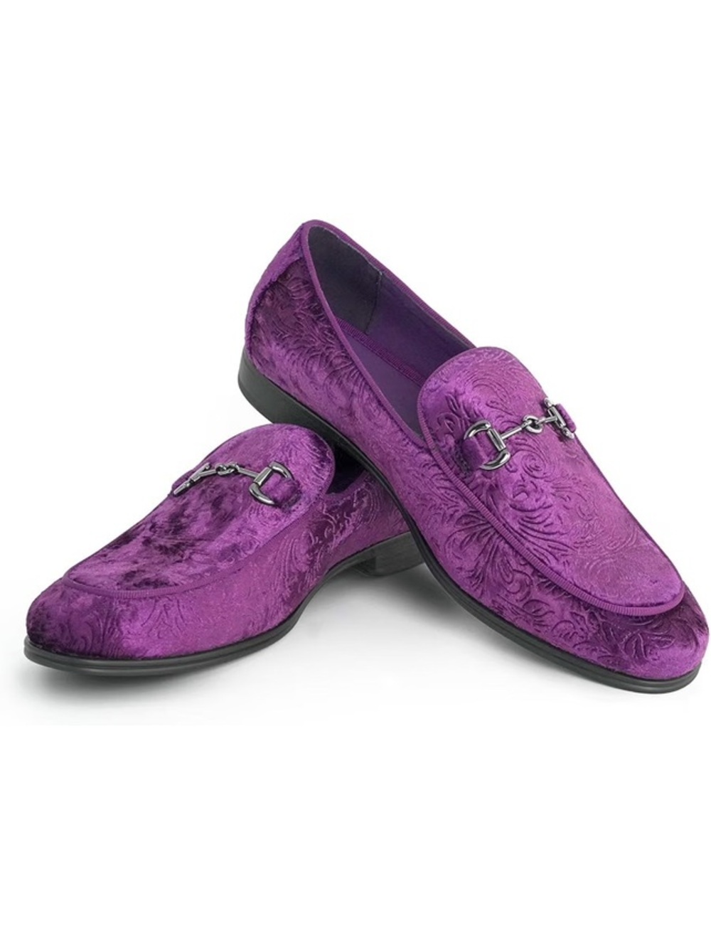 Velvet Loafer Dress Shoes for Men Paisley Prom Wedding Shoes Size 10 Purple M745